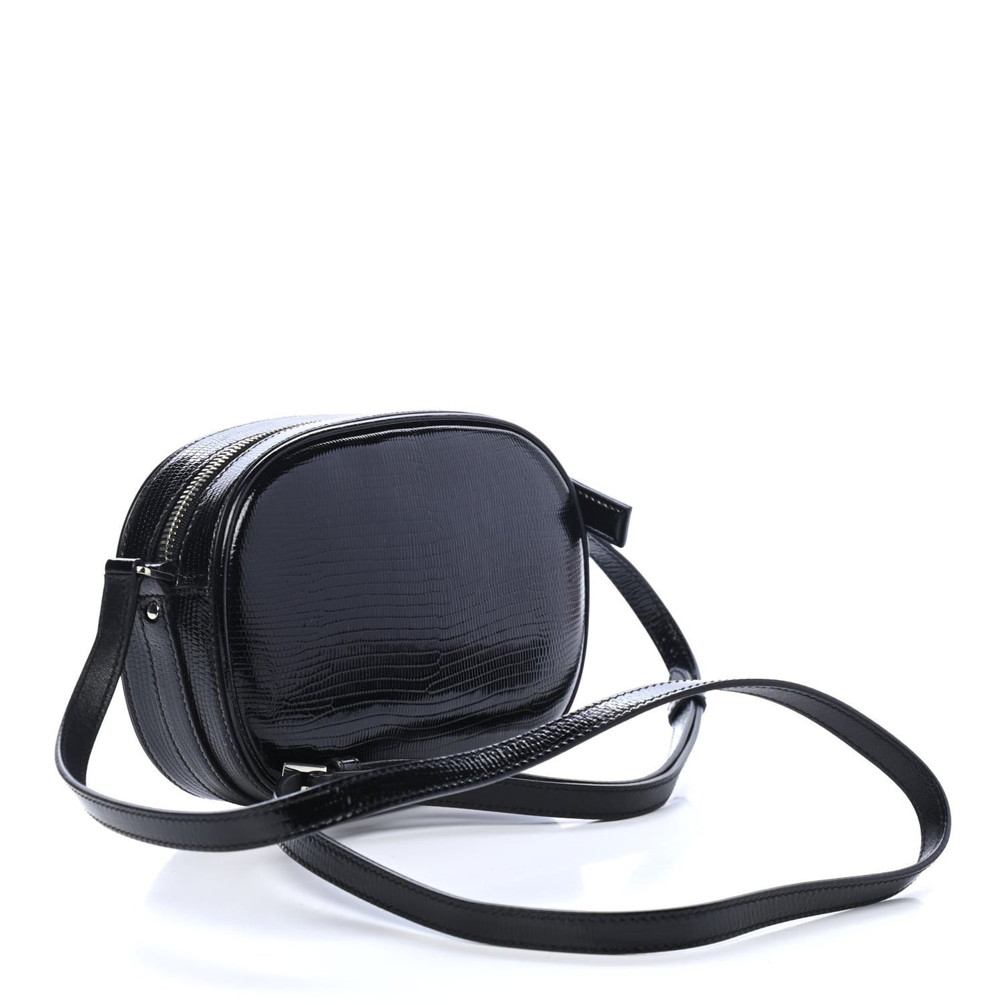 Calfskin Lizard Embossed Le 61 Camera Bag Black