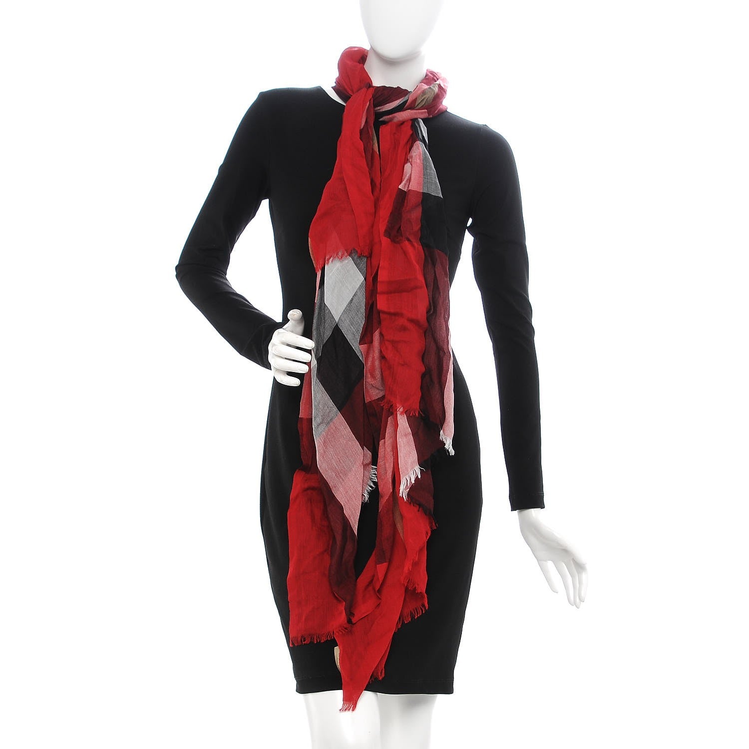 Burberry Modal Cashmere Silk Mega Check Scarf Parade Red 2 of 7