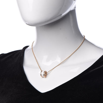 Bulgari 18K Rose Gold White Ceramic B.Zero1 Pendant Necklace 2 of 7
