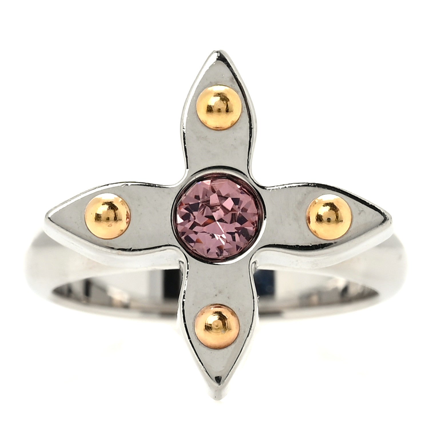Louis Vuitton Metal Crystal Love Letters Timeless Ring L 56 7.5 1 of 6