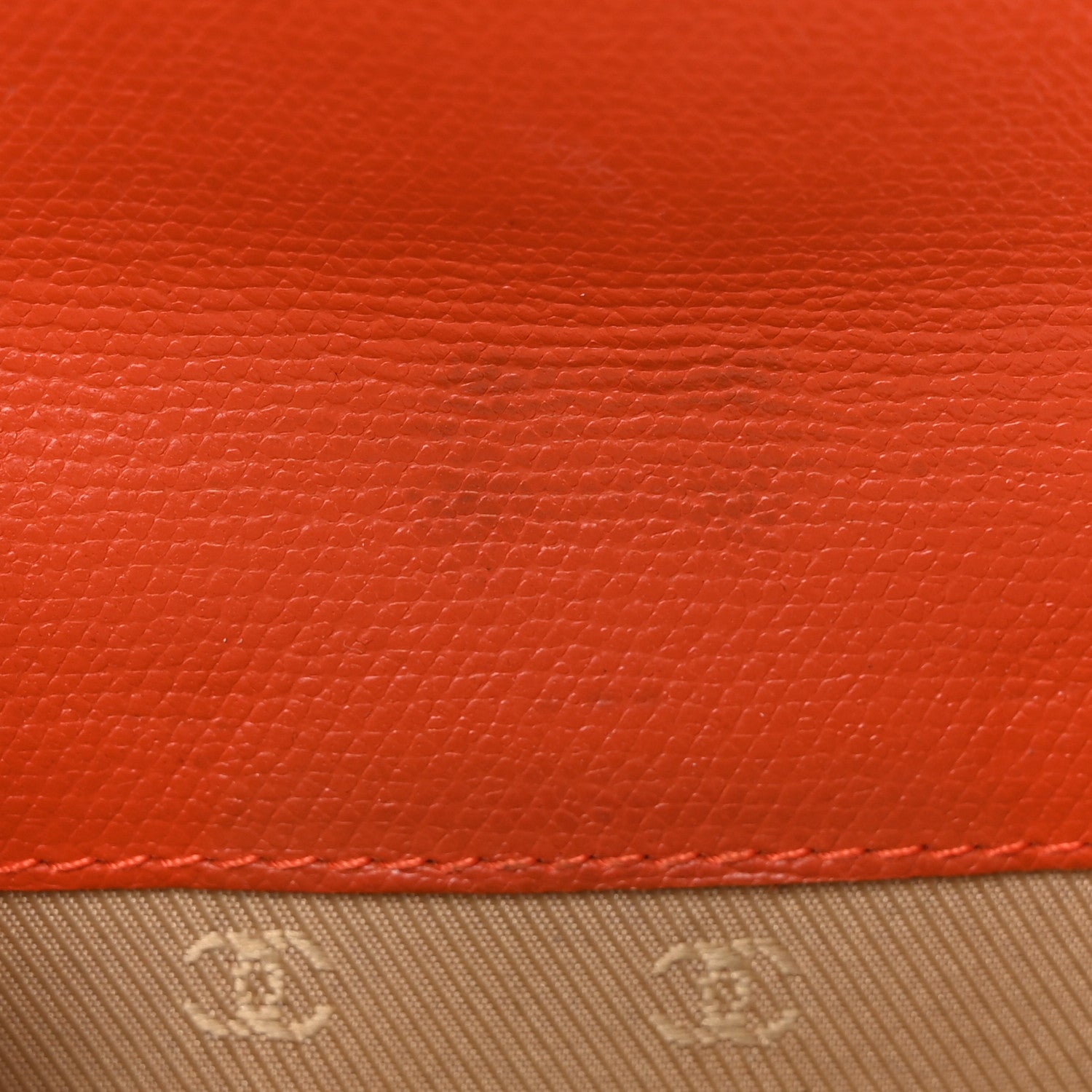 Chanel Grained Calfskin CC Button Compact Wallet Orange 7 of 11