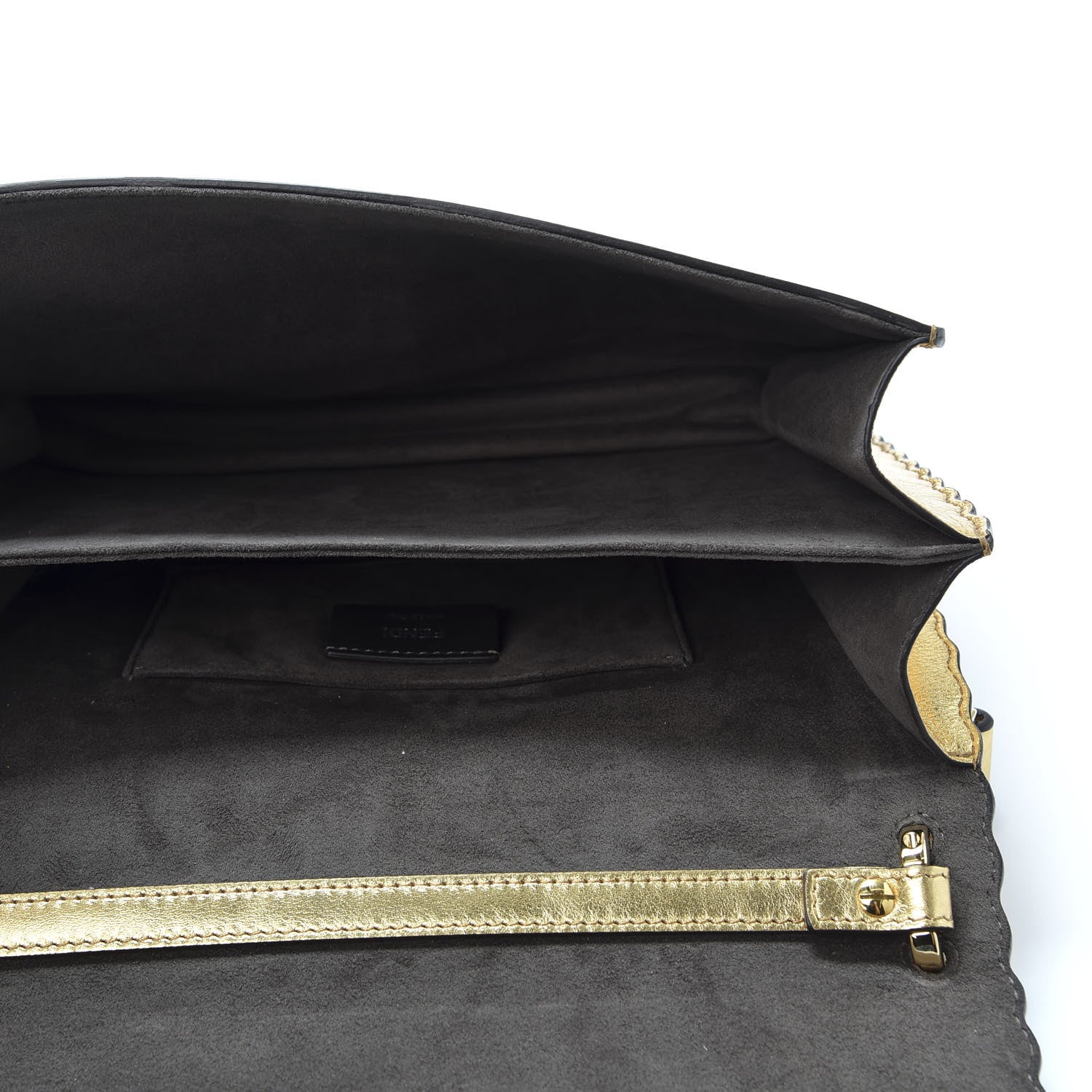 Fendi Metallic Calfskin Wonder Monster Kan I Shoulder Bag Gold 4 of 9