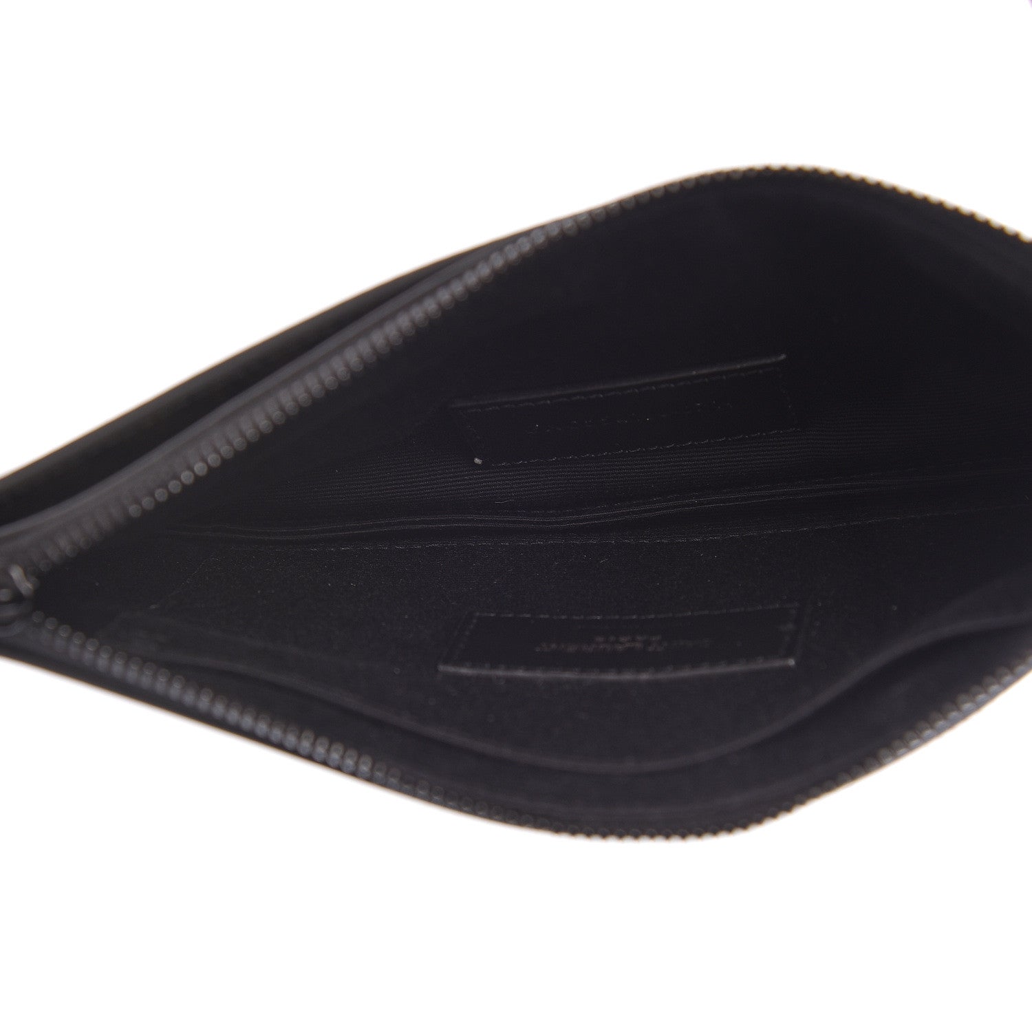 Saint Laurent Patent Glitter Leopard Monogram Zip Pouch Gold Black 5 of 7