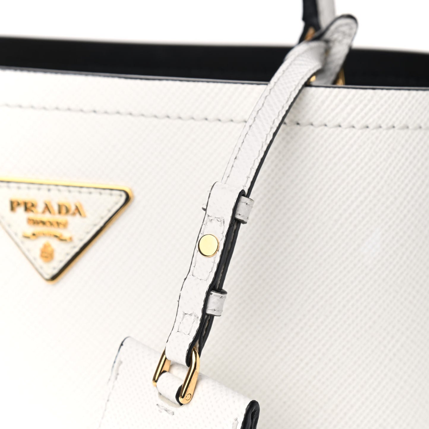 Saffiano Cuir Medium Panier Bucket Bag Bianco Black