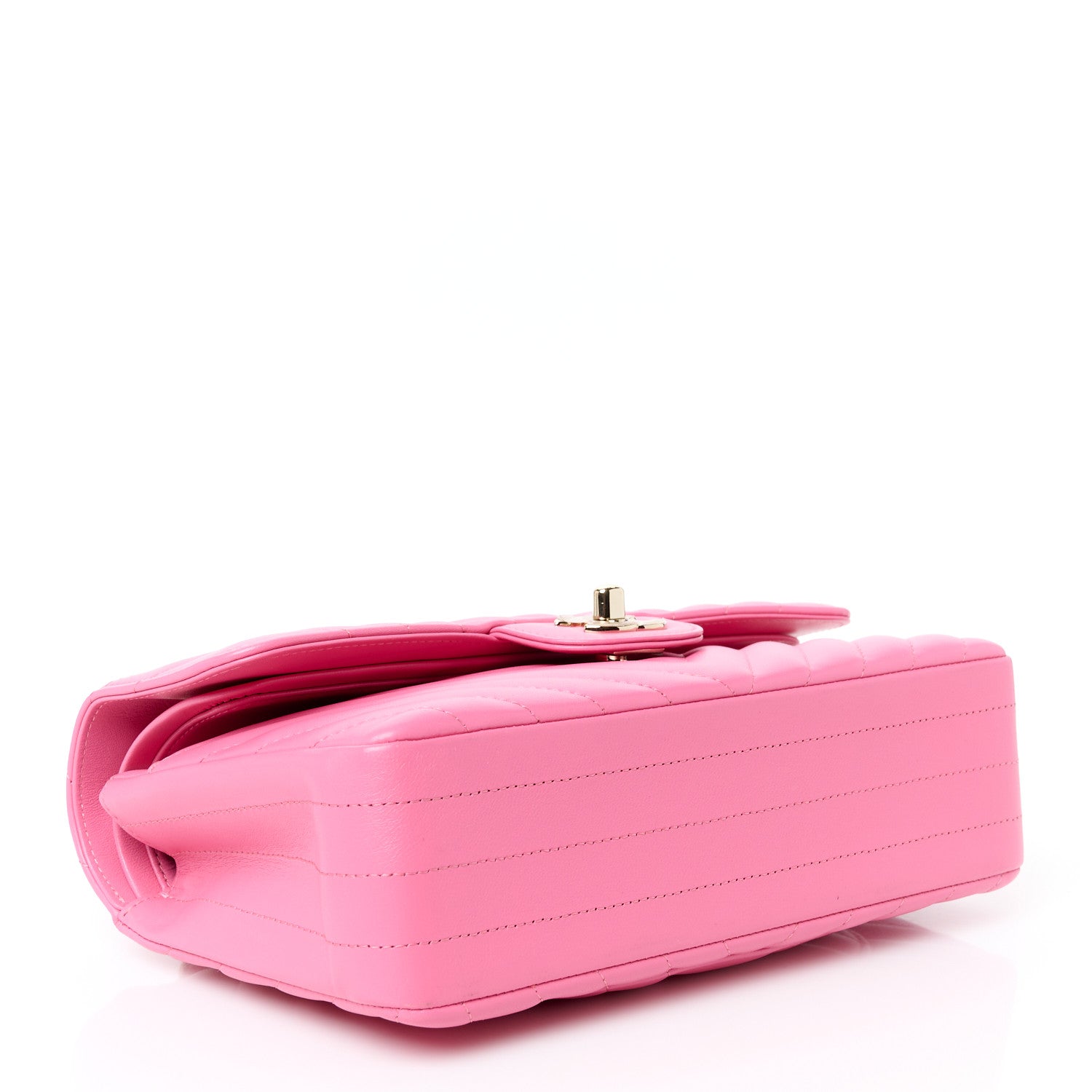 Chanel Lambskin Chevron Quilted Small Double Flap Pink 4 of 11