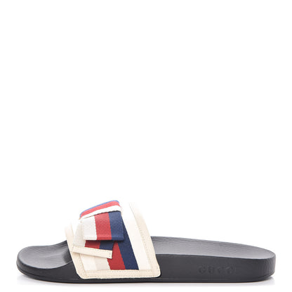 Gucci Satin Web Sylvie Bow Slide Sandals 40 White 1 of 8