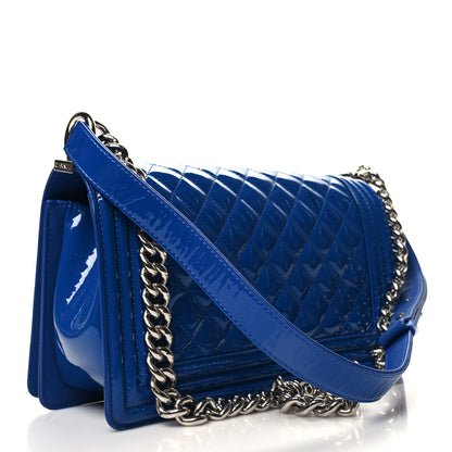 Chanel Patent Calfskin Quilted Medium Plexiglass Boy Flap Blue 3 of 10