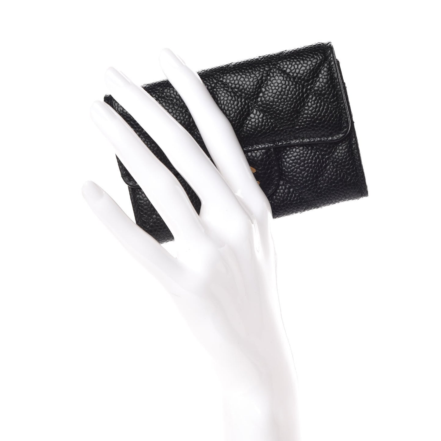 Caviar Quilted Flap Card Holder Black