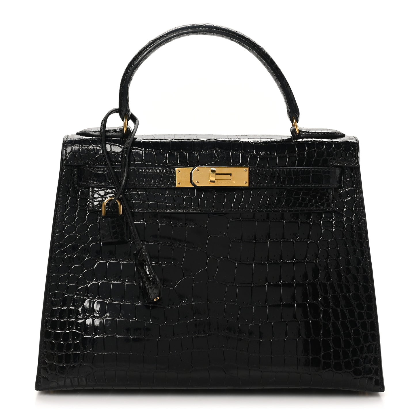 Shiny Porosus Crocodile Kelly Sellier 28 Black