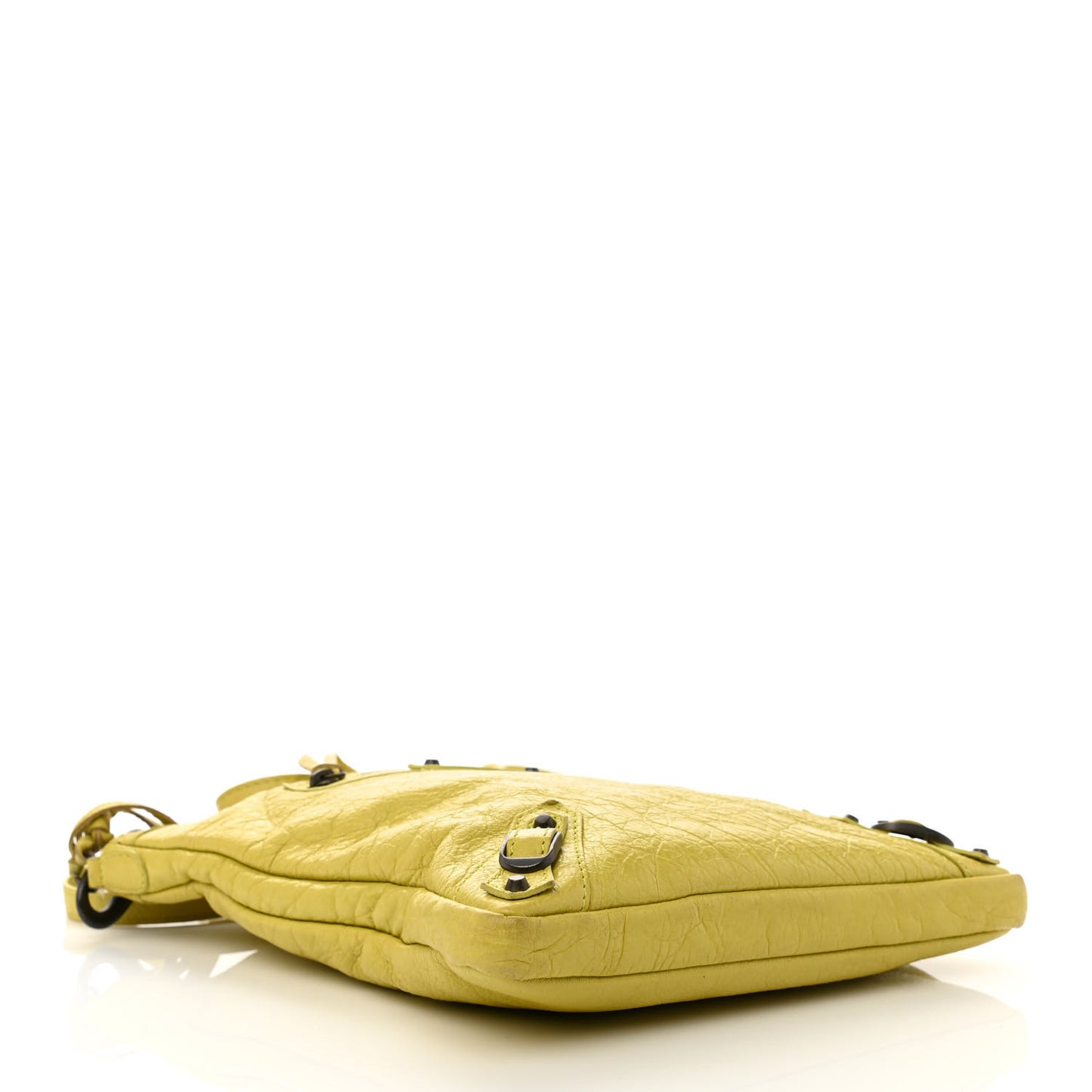 Agneau Classic Hardware Flat Crossbody Jaune Poussin