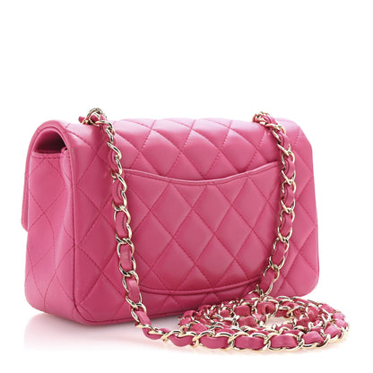 Chanel Lambskin Quilted Mini Rectangular Flap Fuchsia 3 of 11