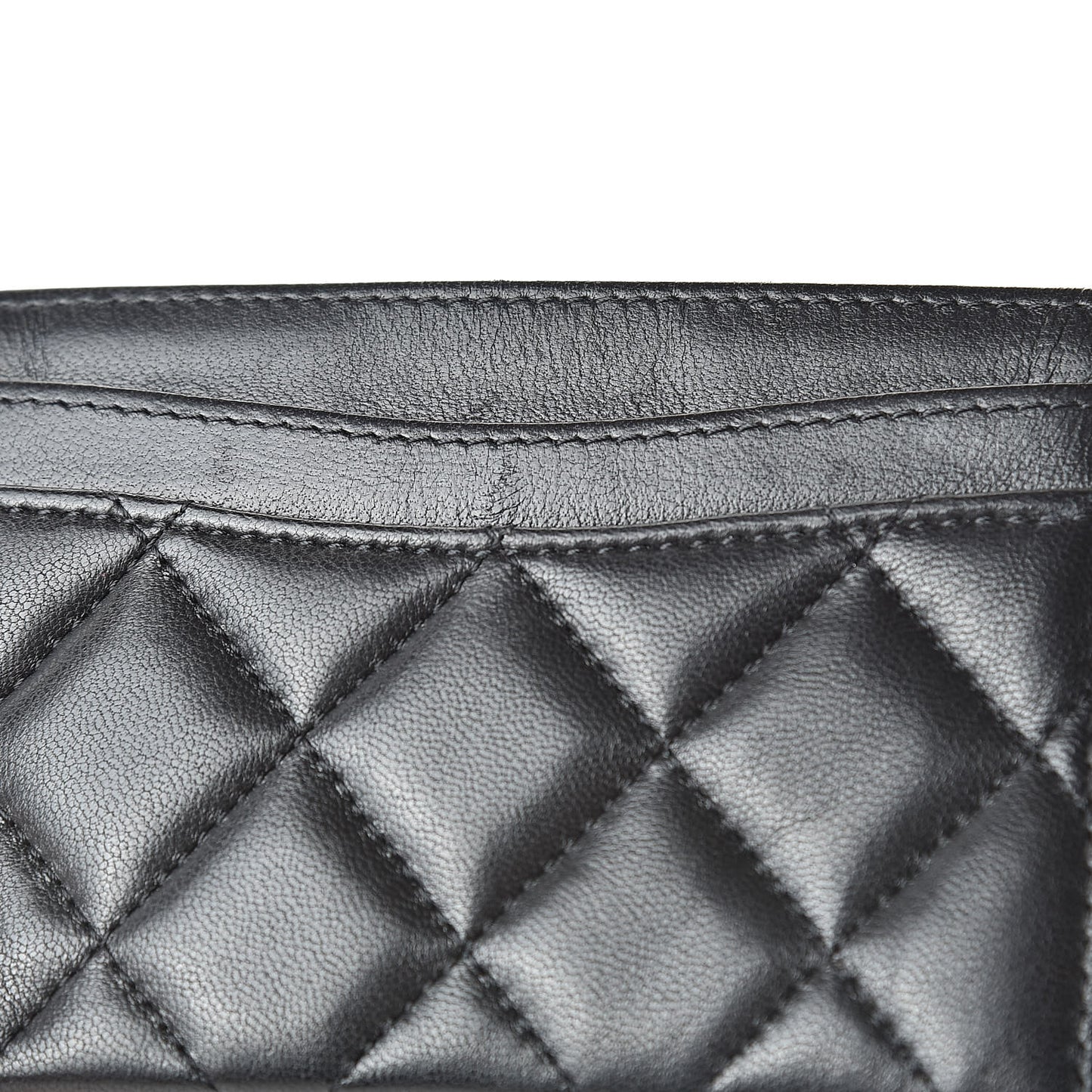 Lambskin Quilted Card Holder Black