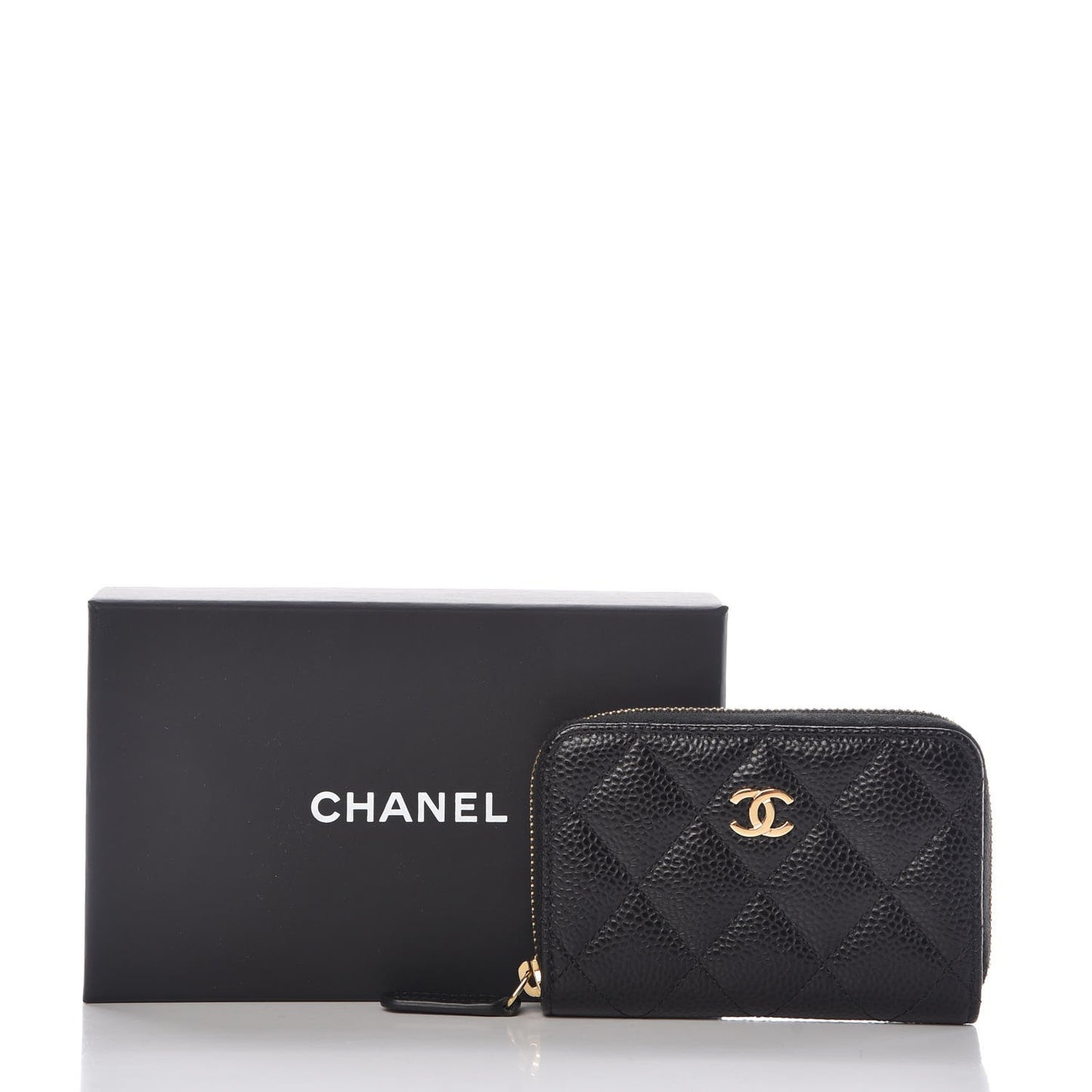 Caviar Quilted Zip Coin Purse Black