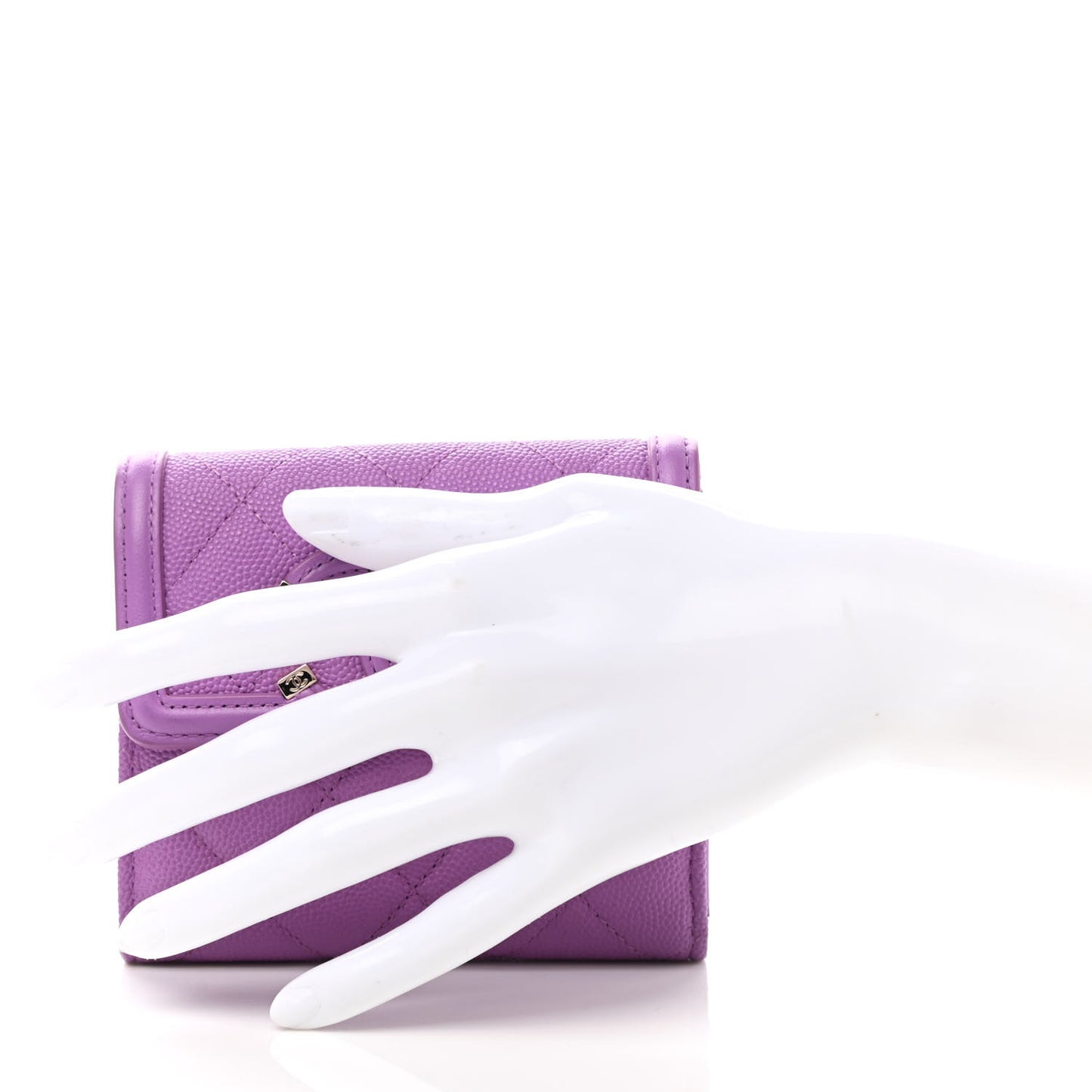 Caviar Quilted Filigree Flap Wallet Purple