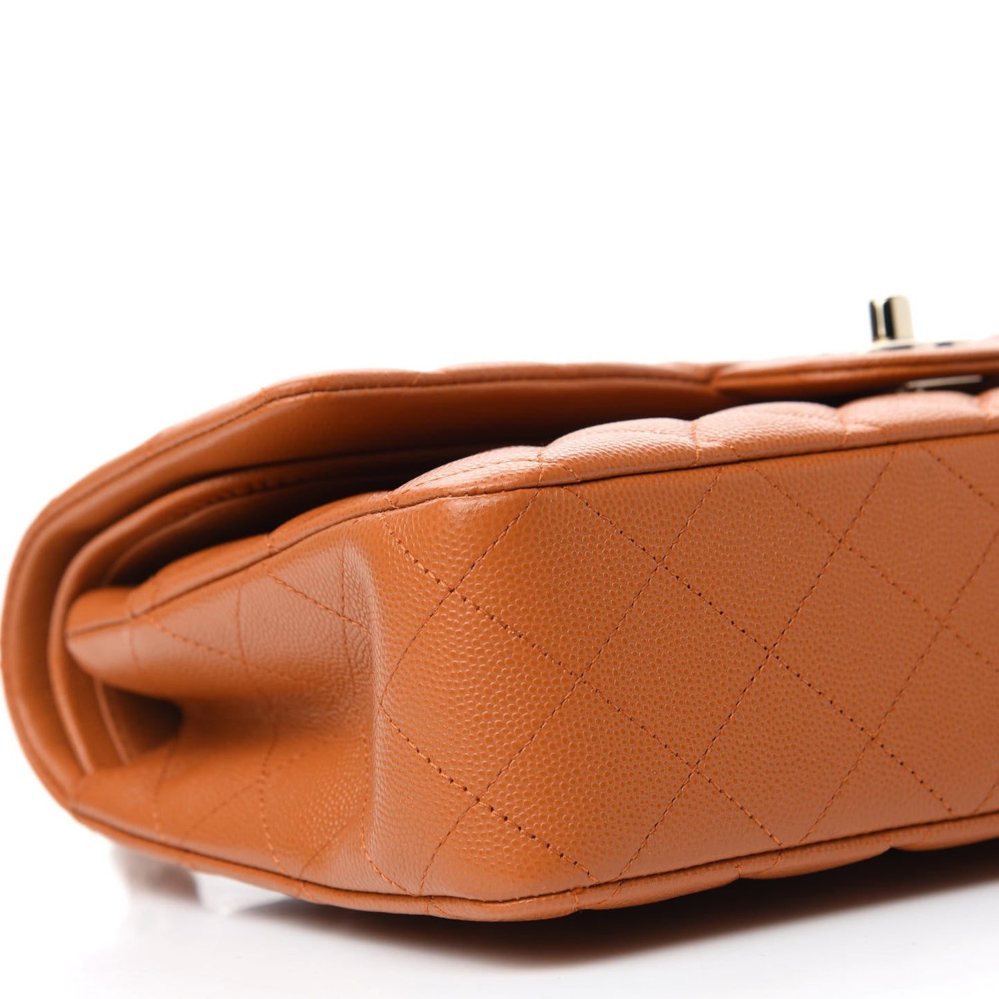 Caviar Quilted Medium Double Flap Light Brown
