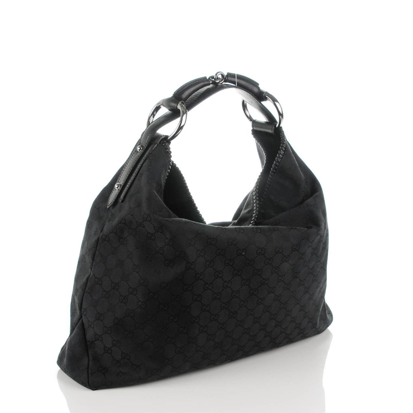 Monogram Large Horsebit Chain Hobo Black