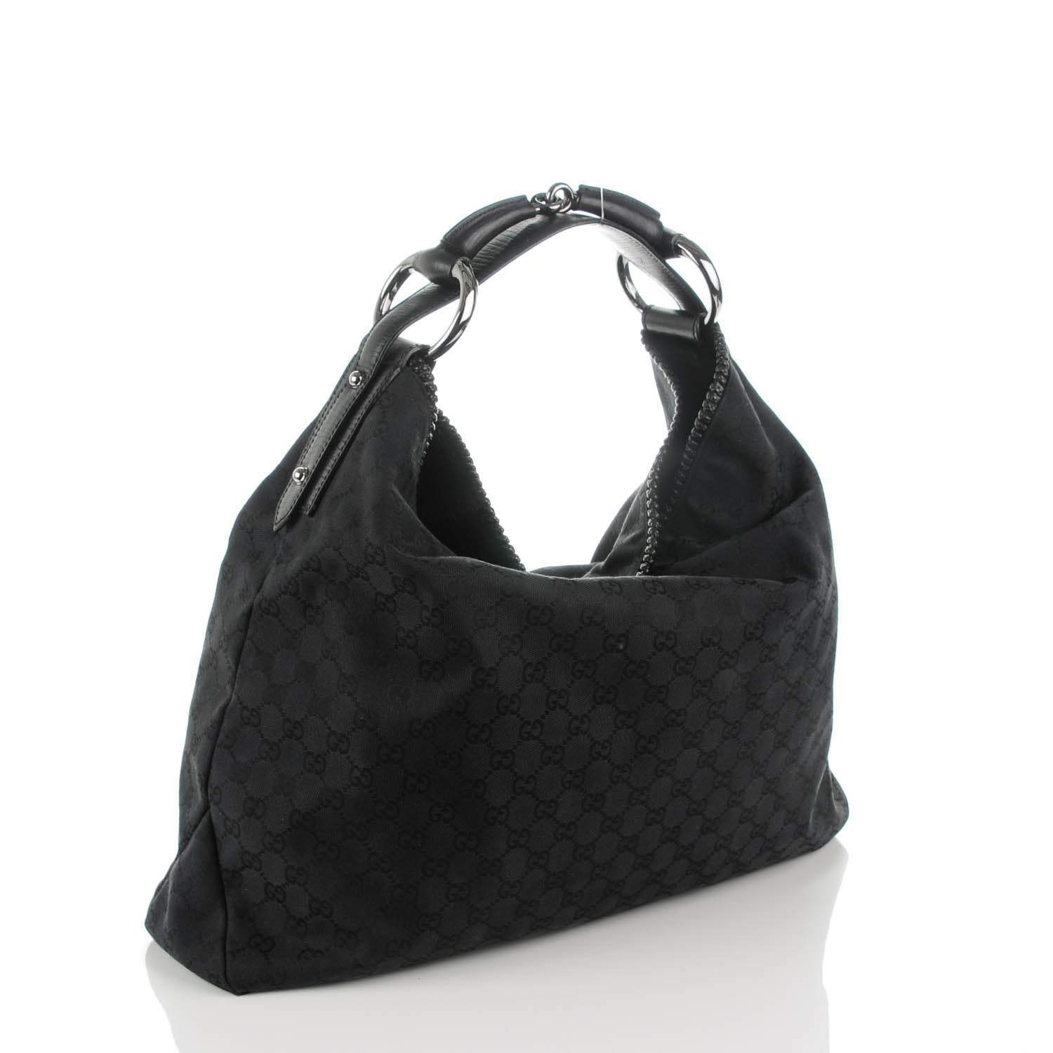Gucci Monogram Large Horsebit Chain Hobo Black 3 of 8