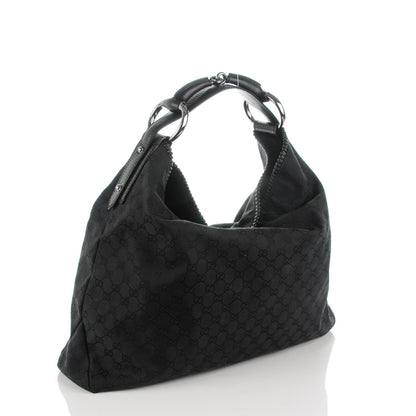 Gucci Monogram Large Horsebit Chain Hobo Black 3 of 8