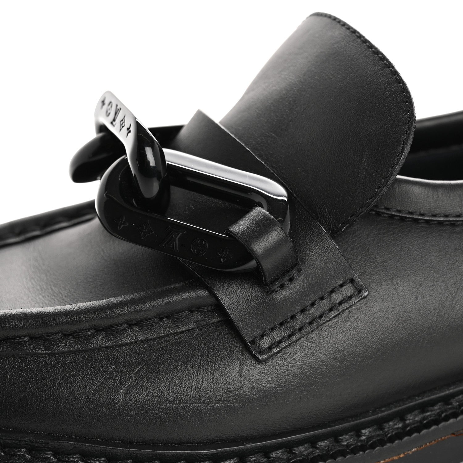 Louis Vuitton Calfskin Oversized Chain Academy Loafers 37.5 Black 11 of 13