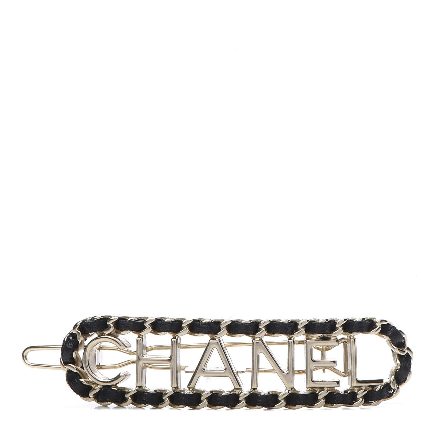 Metal Lambskin Vintage Allure Logo Hair Clip Black Gold