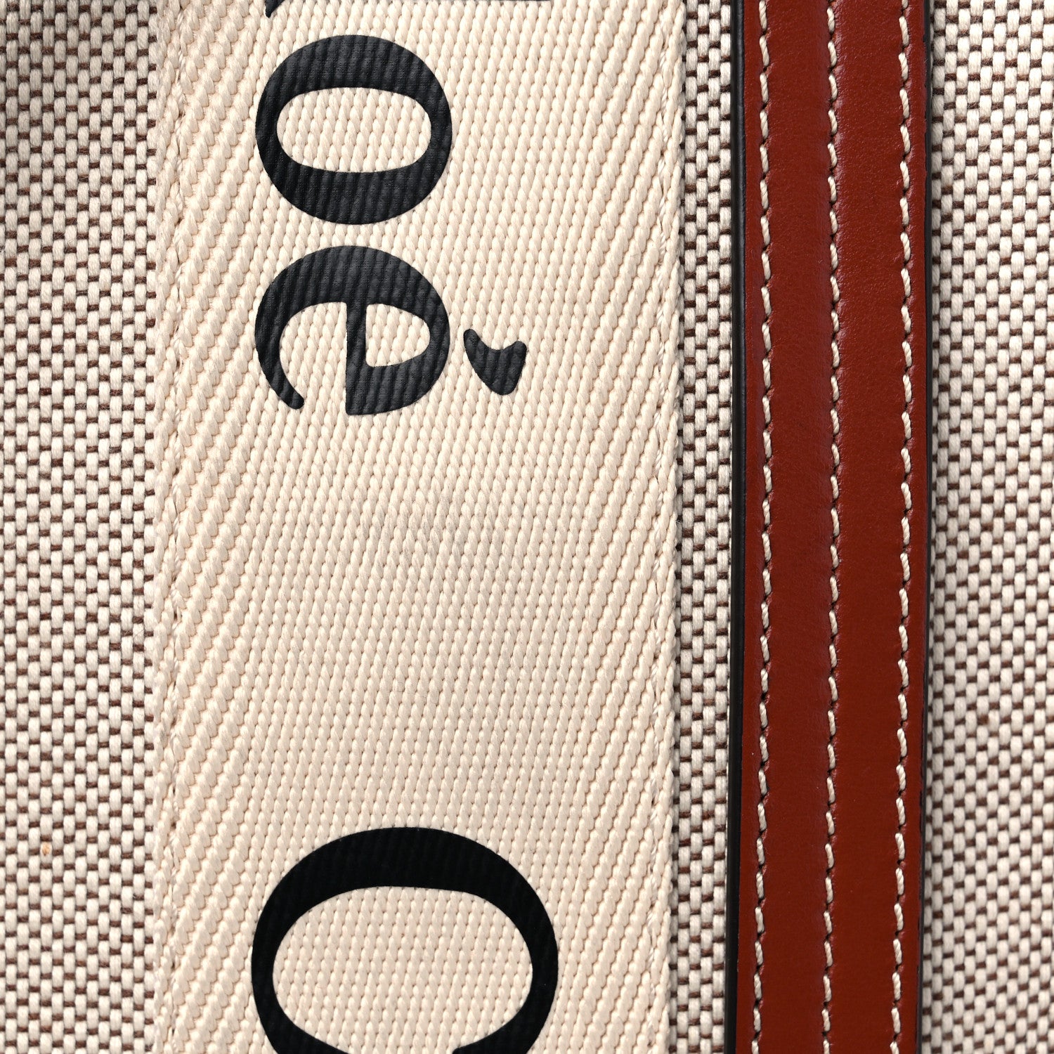 Chloe Cotton Calfskin Small Woody Ribbon Tote With Strap White Brown 13 of 13