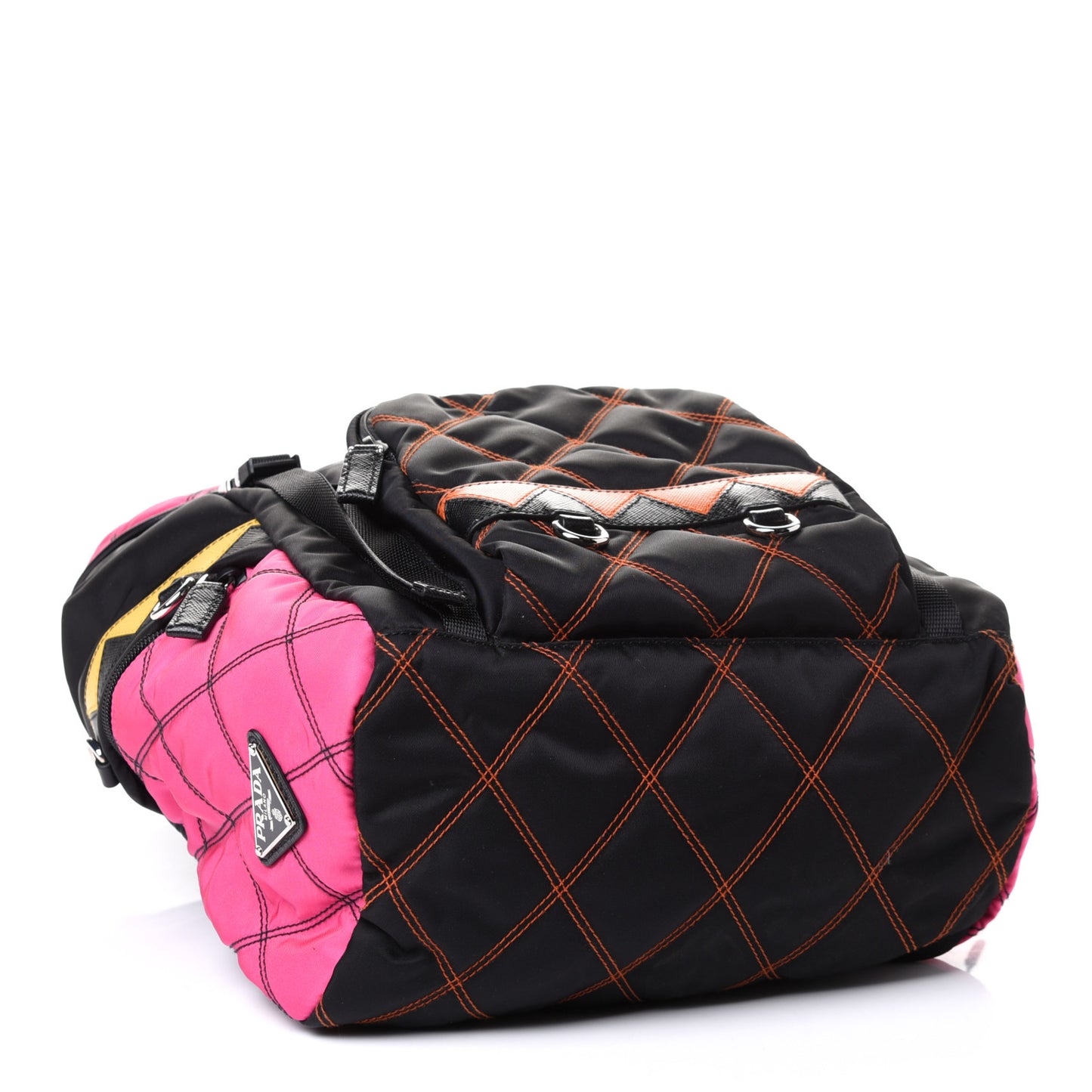 Tessuto Nylon Impunturato Double Buckle Backpack Black Multicolor