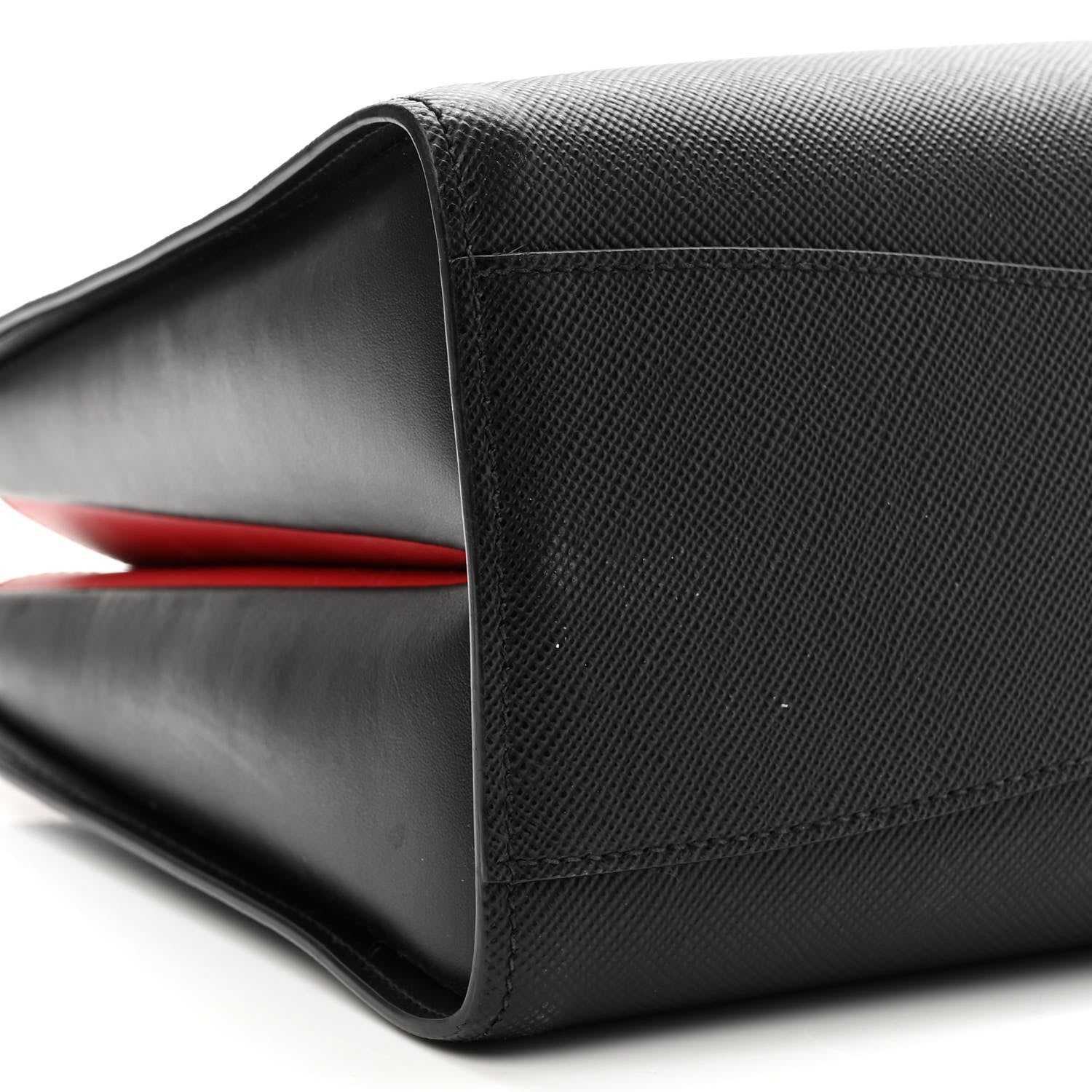 Prada Saffiano City Calfskin Large Bibliothèque Top Handle Black Fuoco 8 of 11