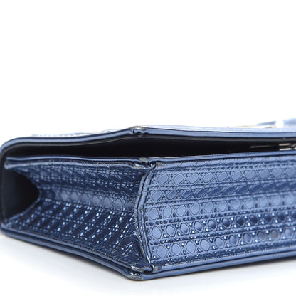 Christian Dior Metallic Patent Micro-Cannage Mini Diorama Flap Bag Blue 5 of 9