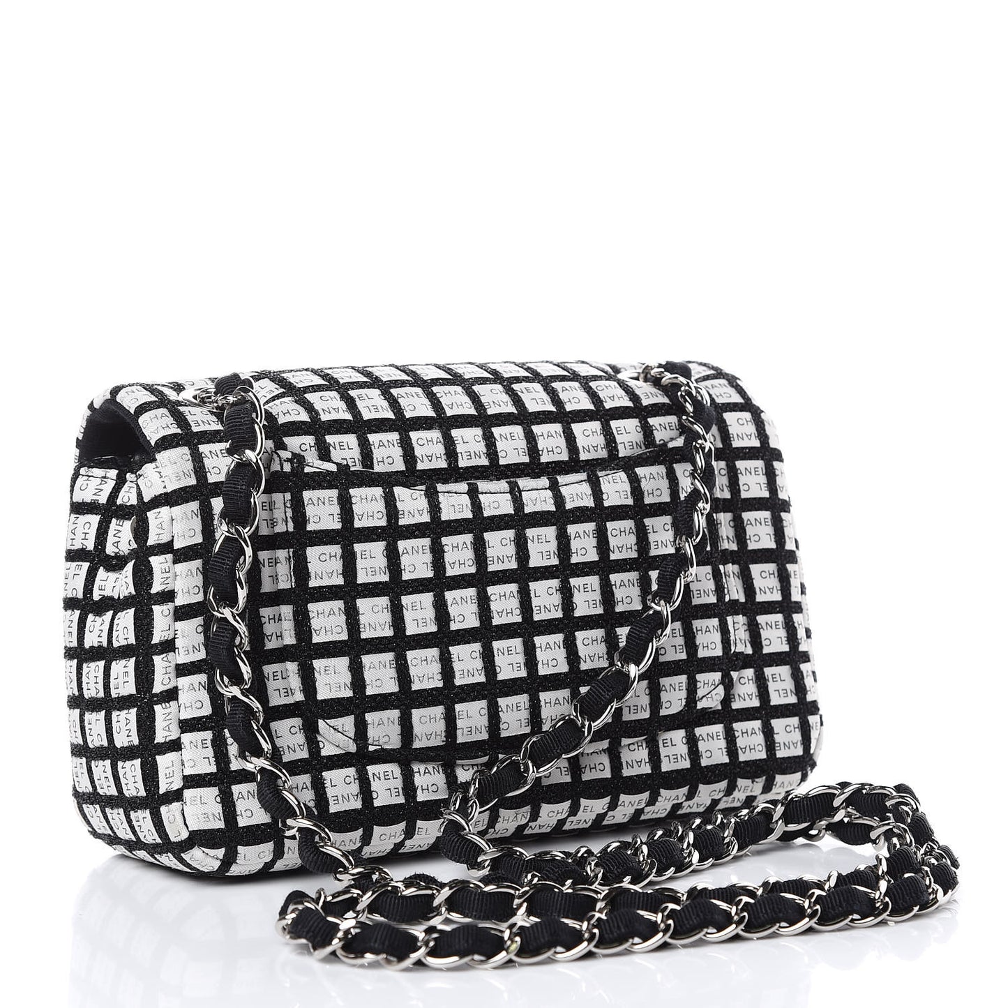 Ribbon Tweed Small Single Flap Black White