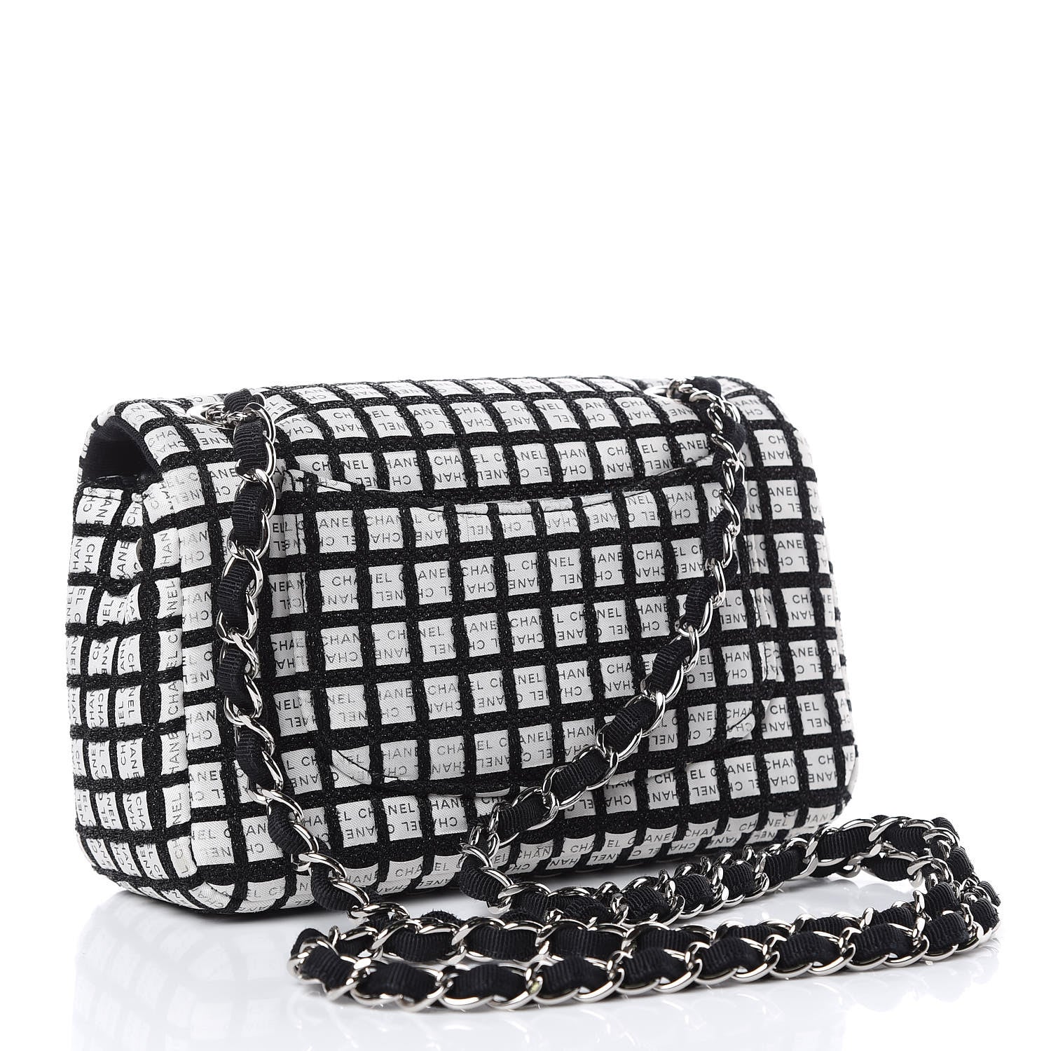 Chanel Ribbon Tweed Small Single Flap Black White 3 of 17
