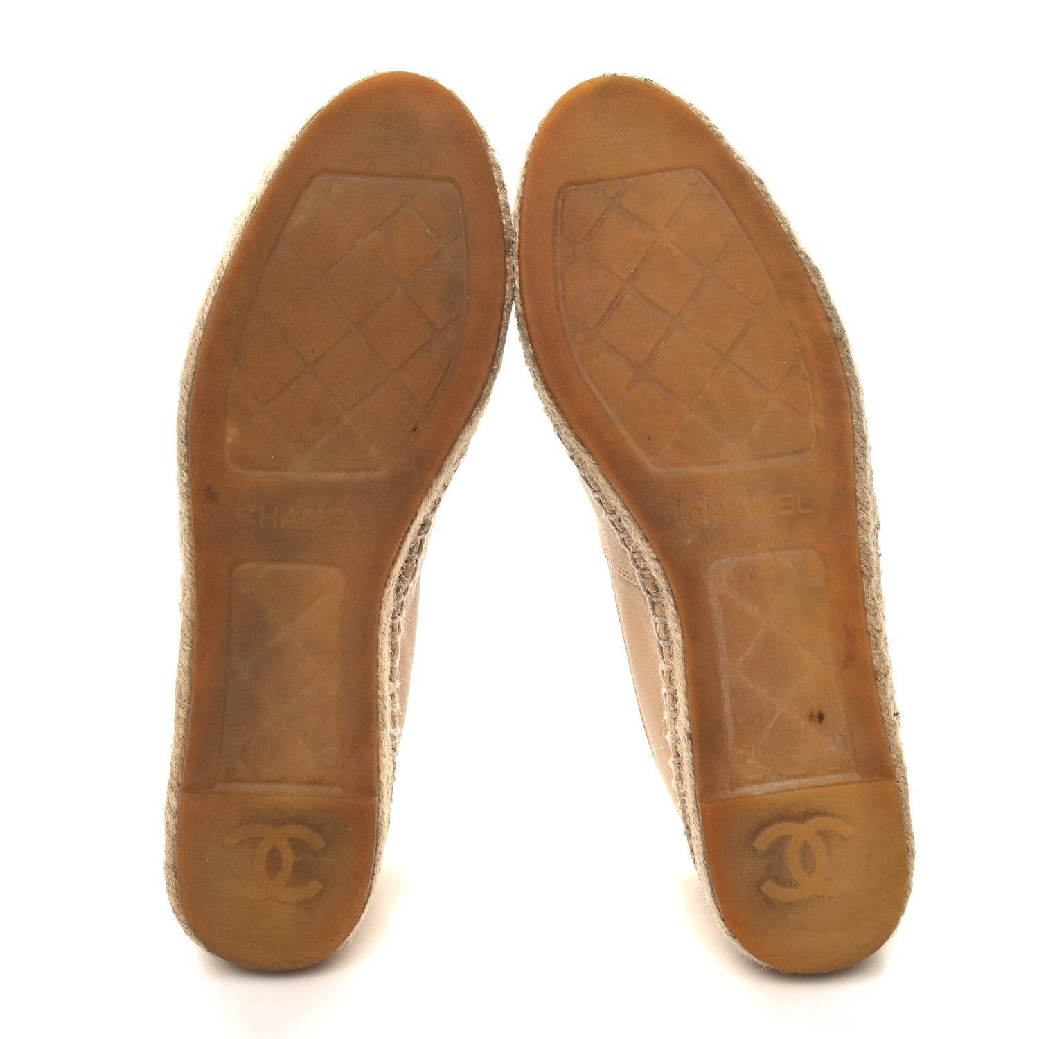 Chanel Lambskin CC Espadrilles 38 Beige Black 5 of 11