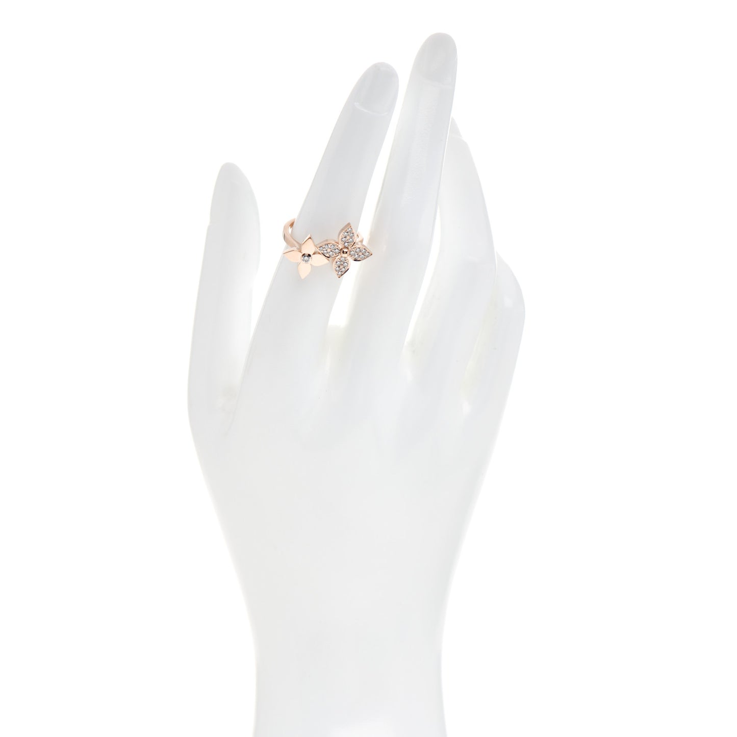 18K Pink Gold Diamond Star Blossom Ring 52 6
