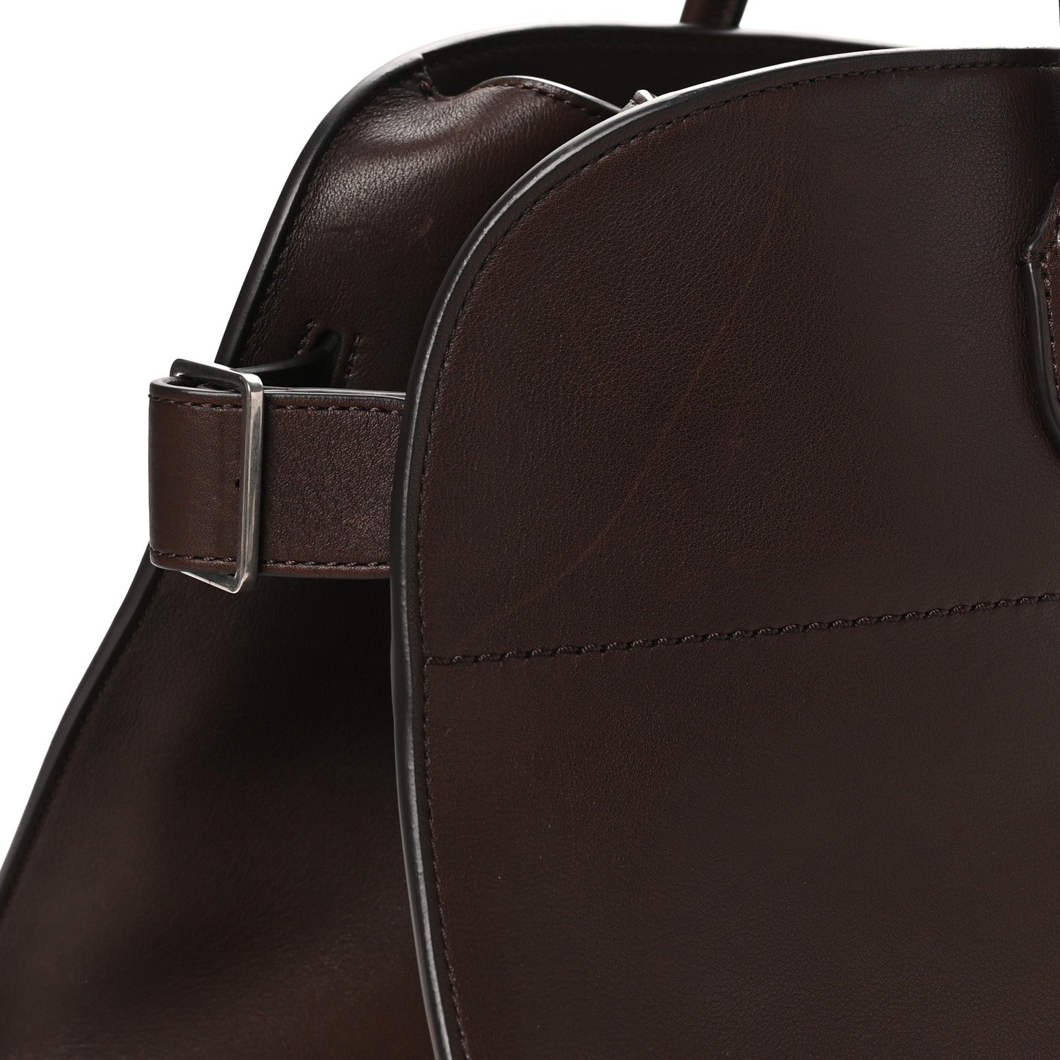 The Row Polished Saddle Calfskin EW Margaux Chestnut 8 of 10