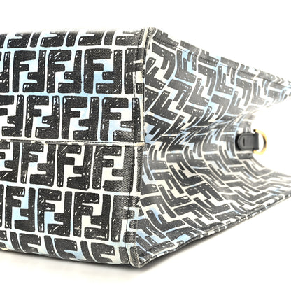Fendi X JOSHUA VIDES Coated Canvas FF Cloudy Shopping Tote White Celeste Black 9 of 9