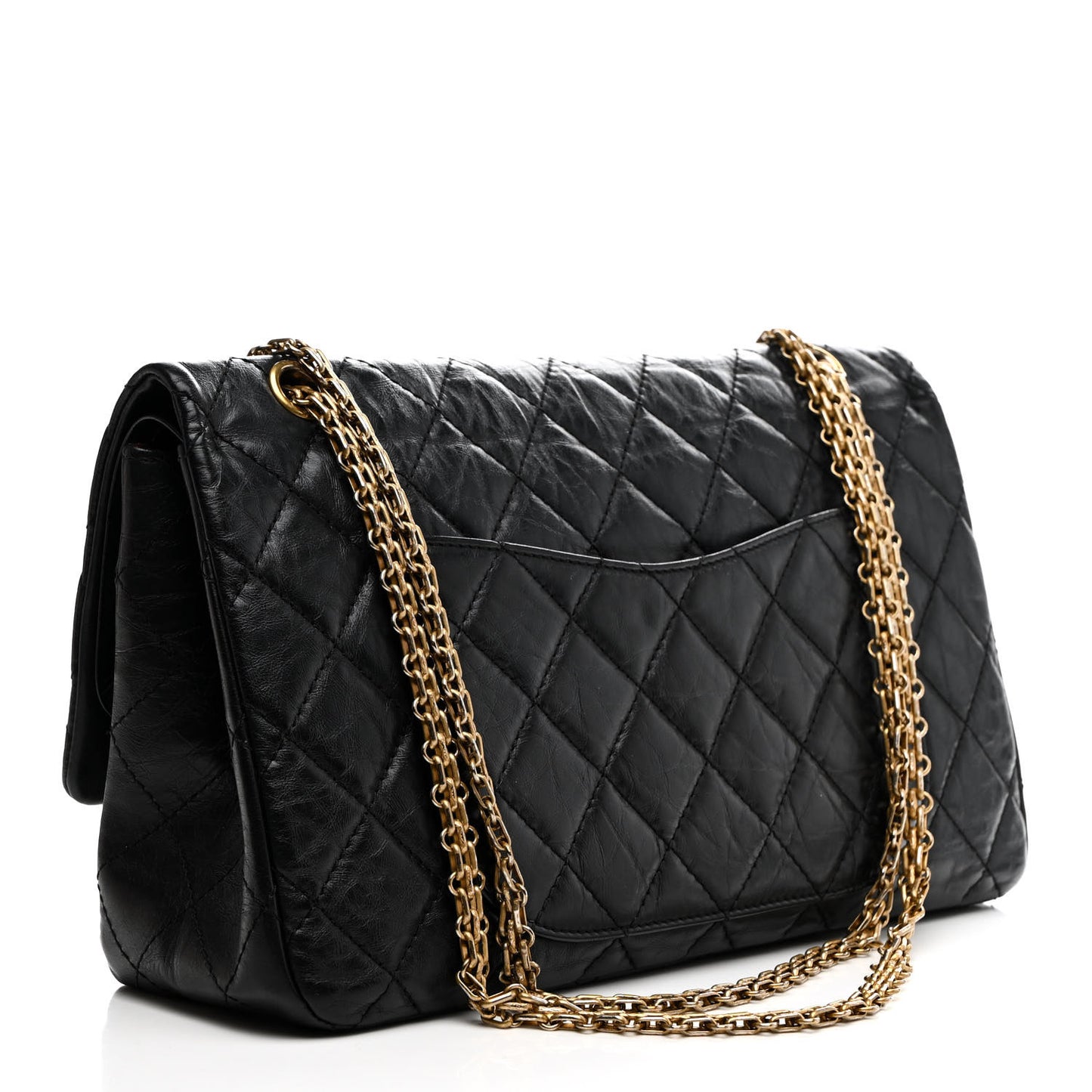 Aged Calfskin Quilted 2.55 Reissue 227 Flap Black
