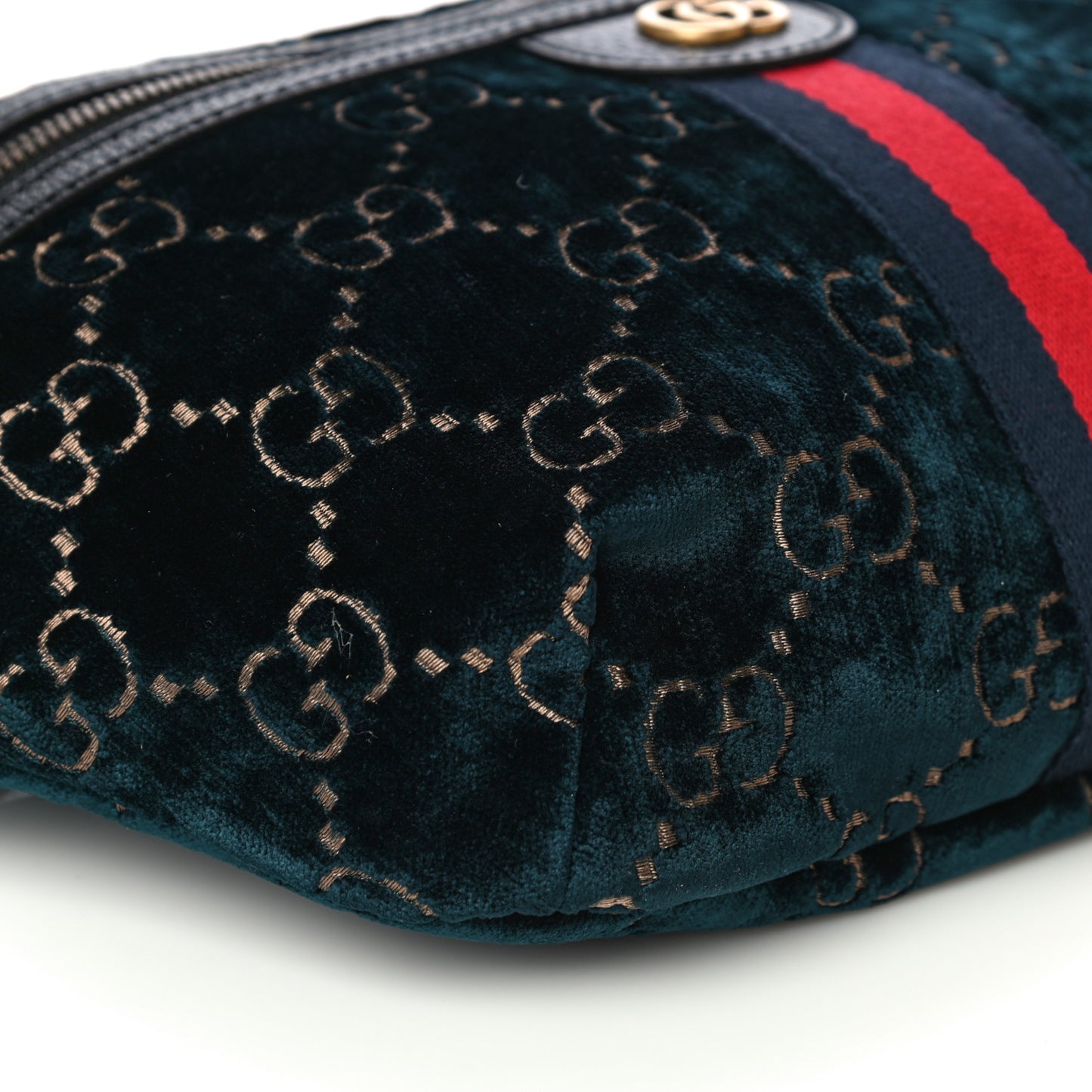 Velvet GG Monogram Web Belt Bag Blue Beige