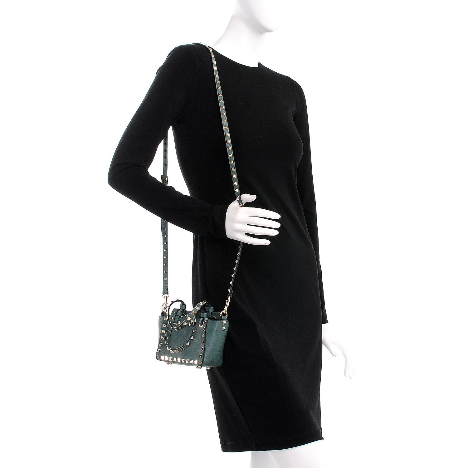 Valentino Garavani Grained Calfskin Micro Rockstud Tote Giada 2 of 7