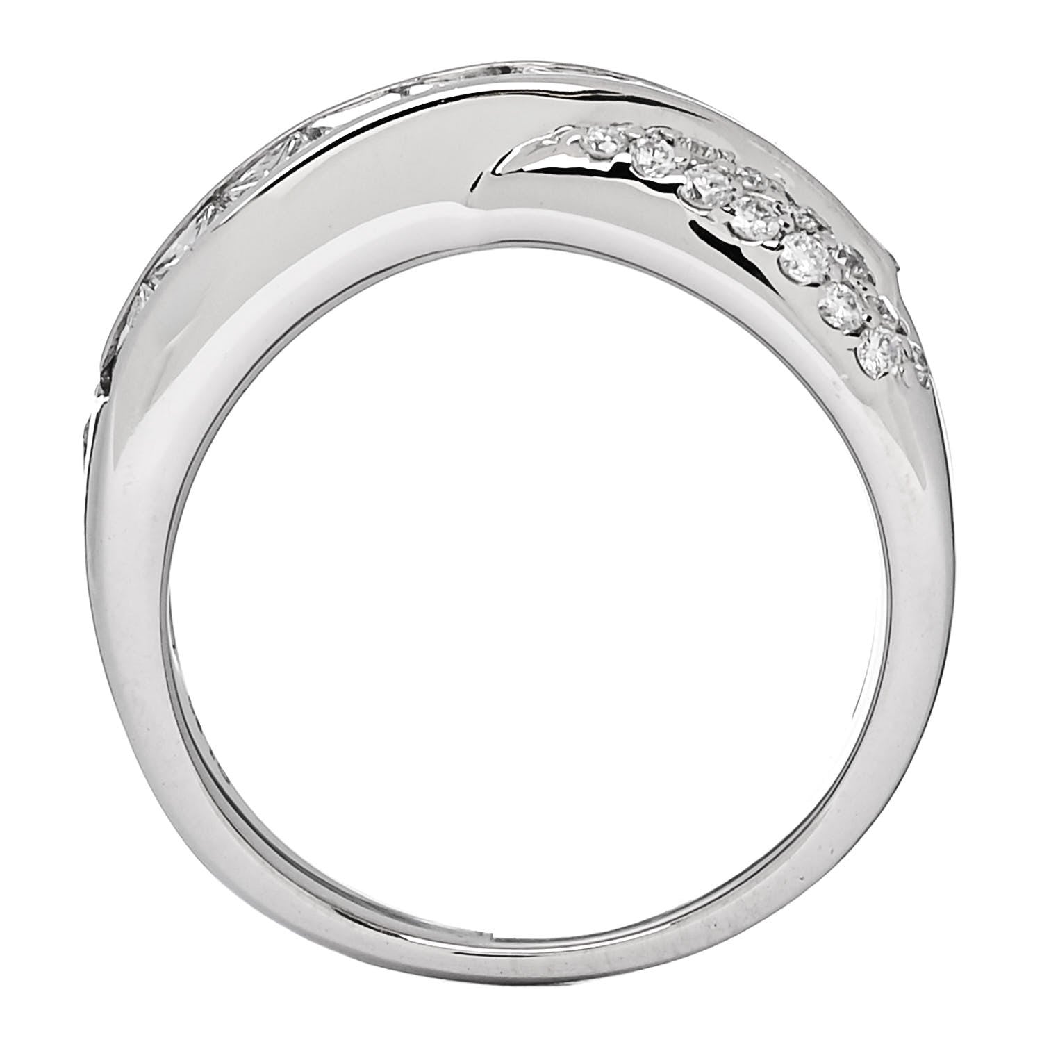 Parker & West by FASHIONPHILE Platinum Diamond 1.20ctw Crossover Band Ring  52 6 4 of 9