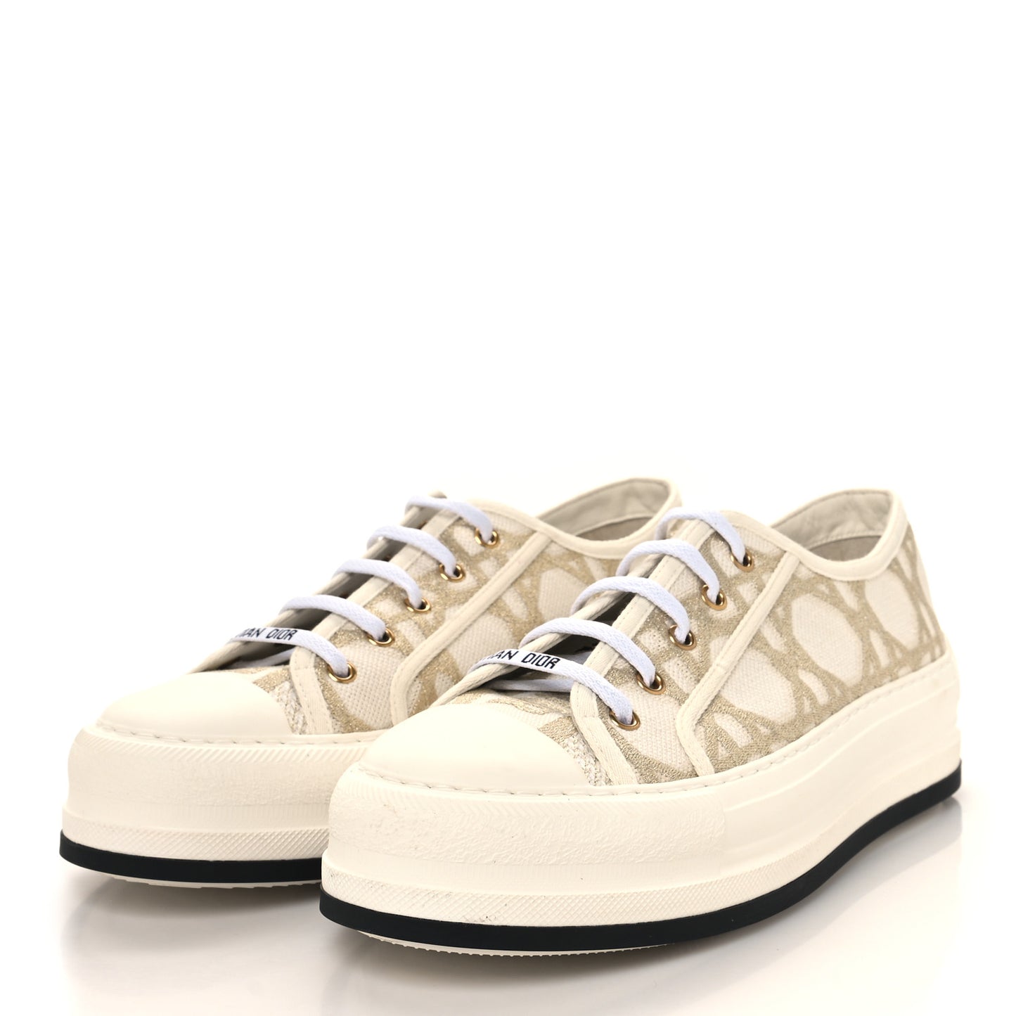 Canvas Walk'N'Dior Low Top Sneakers 41.5 Nude Gold