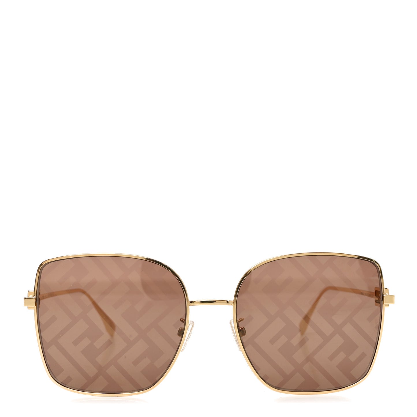 Metal Baguette Square Sunglasses FE40013U Gold Brown