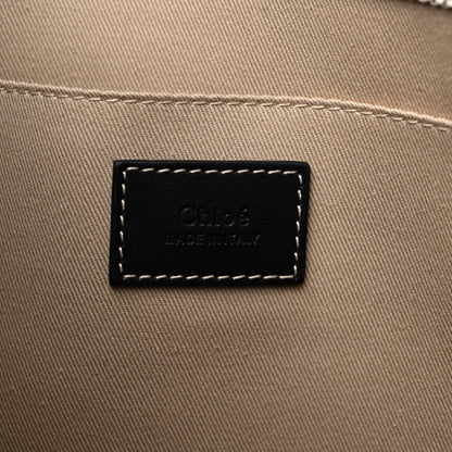 Chloe Cotton Calfskin Medium Woody Ribbon Tote White Black 6 of 9
