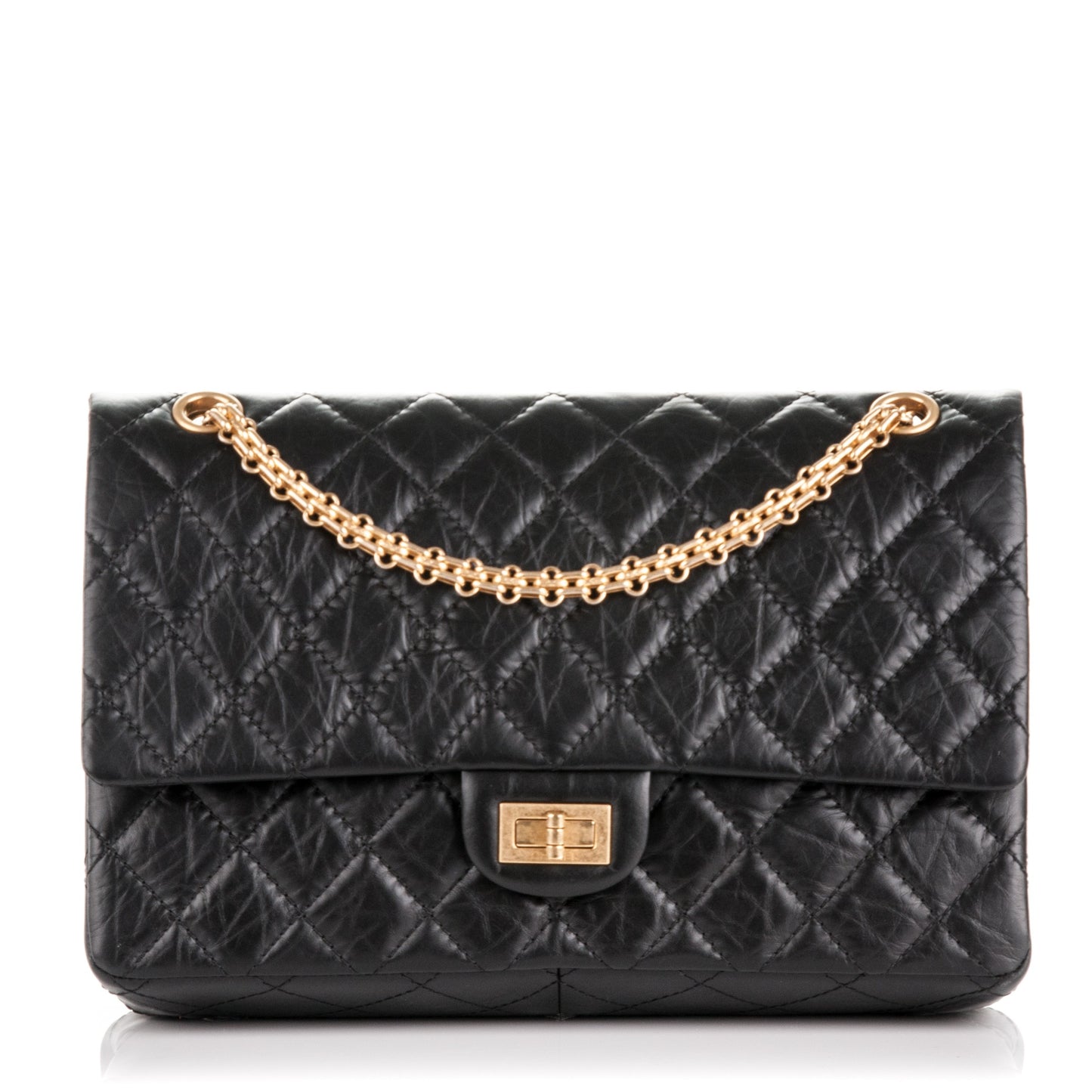 Aged Calfskin Quilted 2.55 Reissue 226 Flap Black