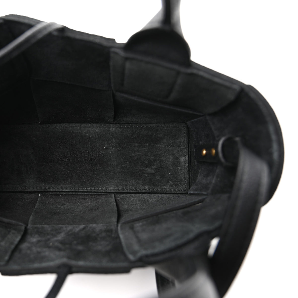 Grained Calfskin Maxi Intrecciato Mini Arco Tote Black