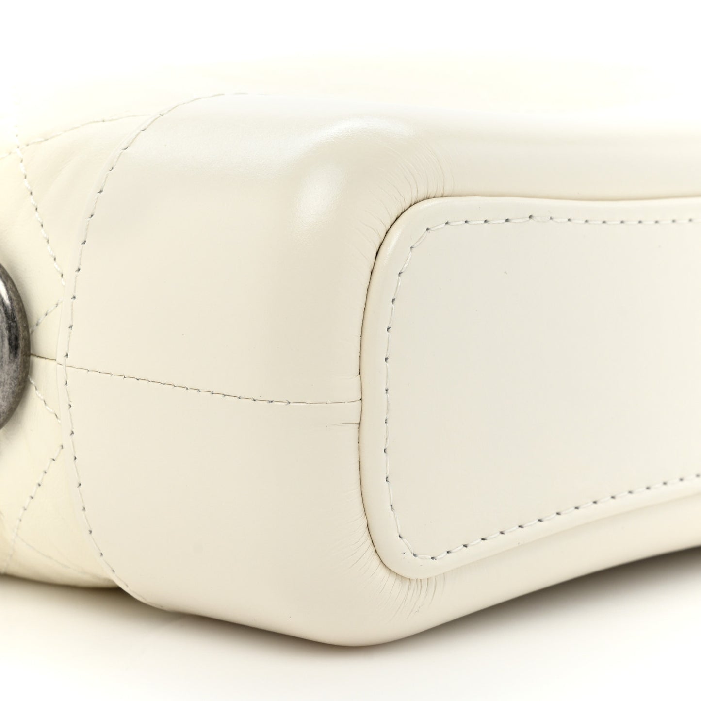 Aged Calfskin Quilted Small Gabrielle Hobo White