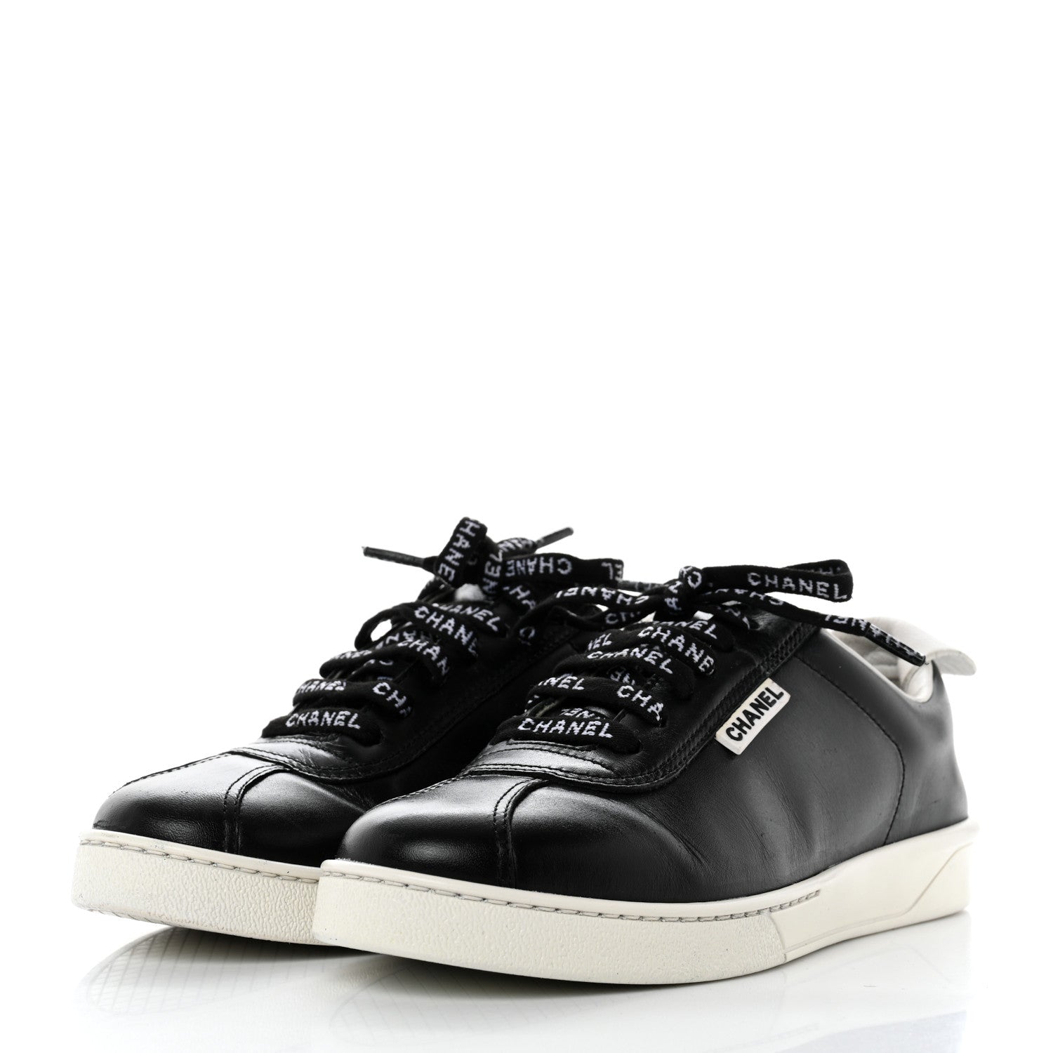 Chanel Calfskin CC Womens Sneakers 38 Black 3 of 9