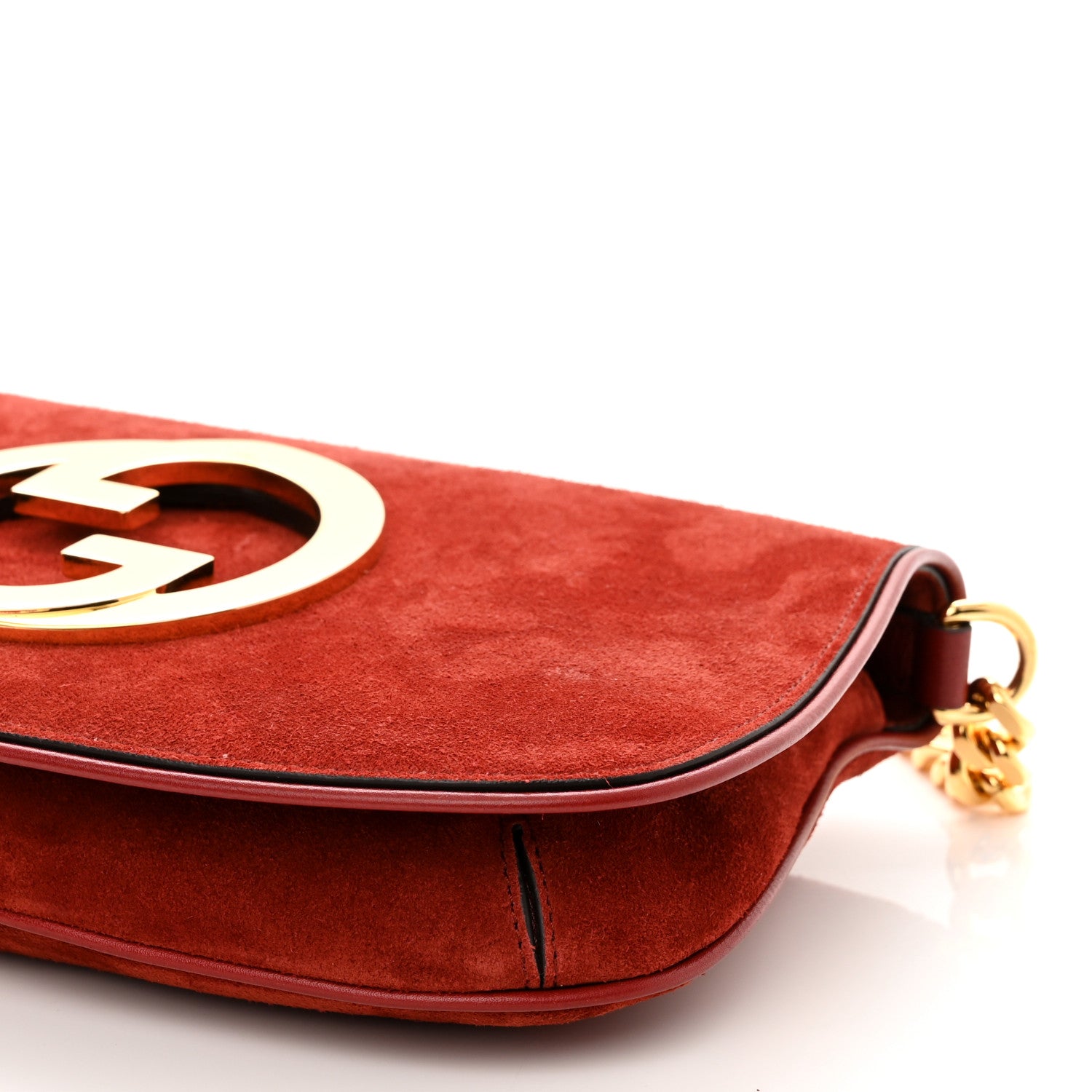 Gucci Suede Talco Roxy Calfskin Blondie Chain Shoulder Flap Bag Blondie Red 10 of 10