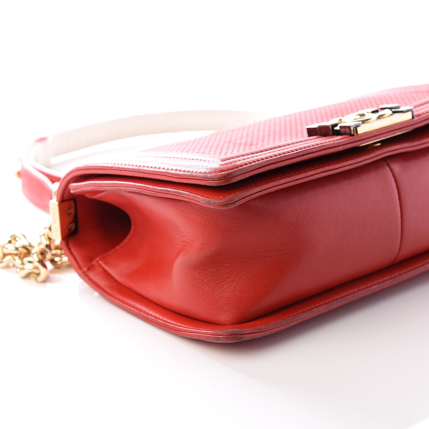 Lambskin Embossed Medium Boy Cube Flap Red