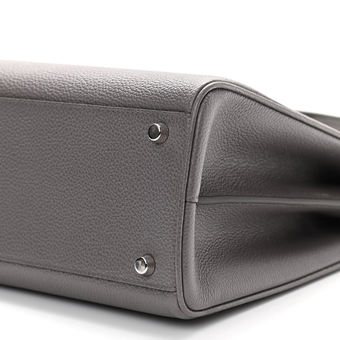 Grainy Calfskin Medium Zumi Top Handle Bag Dusty Grey