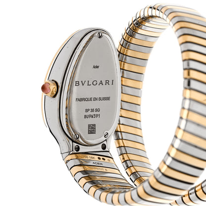 Bulgari Stainless Steel 18K Yellow Gold Diamond Bezel 35mm Serpenti Tubogas Quartz Watch 4 of 5