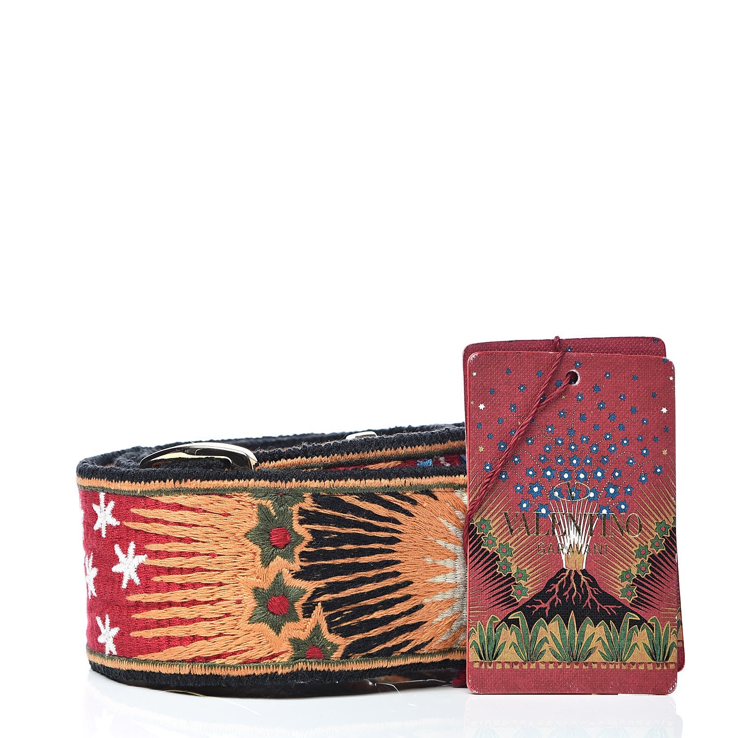 Valentino Garavani Canvas Enchanted Wonderland Embroidered Rockstud Guitar Strap Black 3 of 3